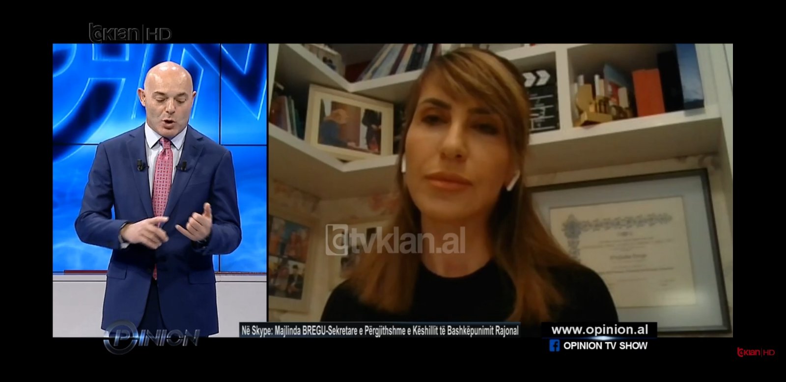 RCC Secretary General Majlinda Bregu spoke at the Tirana based RTV Klan’s Opinion show on 19 March 2020