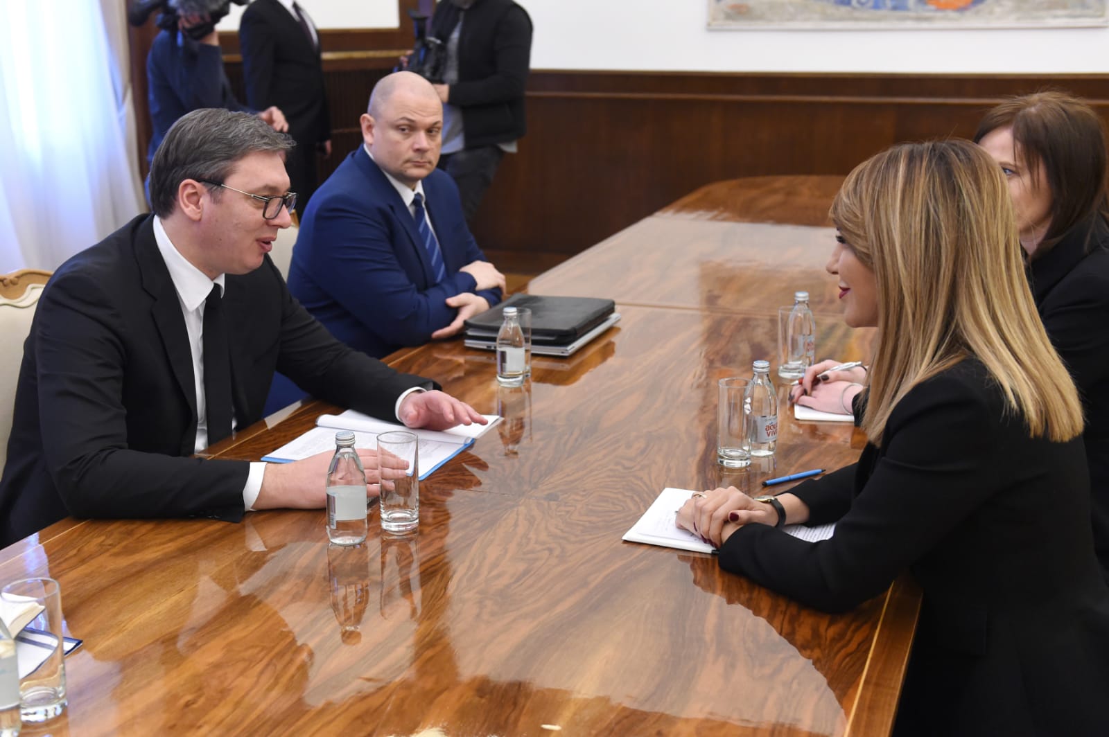 Secretary General of the Regional Cooperation Council (RCC), Majlinda Bregu met with the President of Serbia, Aleksandar Vučić in Belgrade on 4 February 2019 (Photo:  Courtesy of the Office of the President of Republic of Serbia)