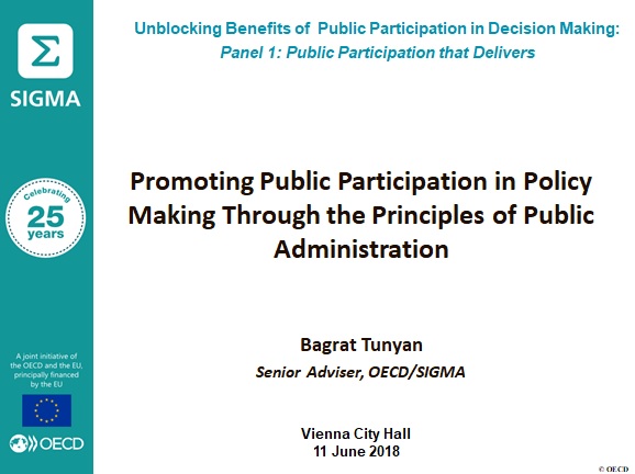 Presentation: Promoting Public Participation in Policy Making Through the Principles of Public Administration by Bagrat Tunyan, Senior Adviser at OECD/SIGMA