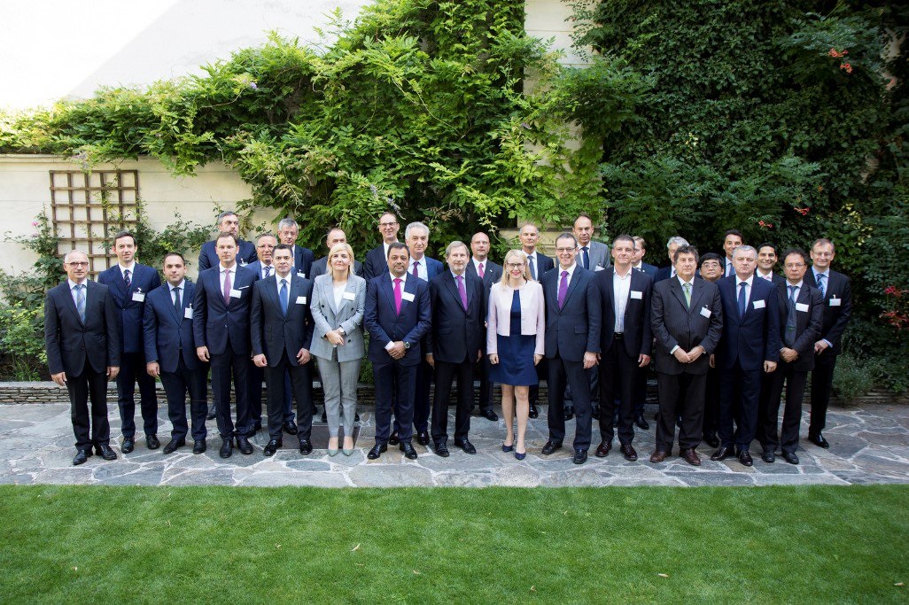 Participants of the meeting of the Ministers of Economy of the London Western Balkans Summit, held in Vienna, 4 July 2018 (Photo: RCC/Maja Handjiska Trendafilova)