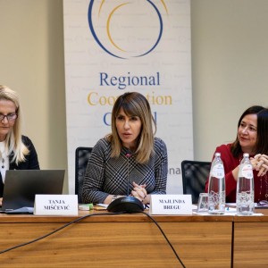 Majlinda Bregu, RCC Secretary General addressed the meeting of Coordinators in charge of MAP REA implementation in Brussels, 2 December 2019 (Photo: RCC/Laure Geerts)