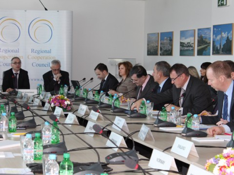 The new RCC Secretary General, Goran Svilanovic (first left) chairs the first meeting of the RCC Board in 2013, in Sarajevo on 28 February 2013. (Photo: RCC/Selma Ahatovic-Lihic)