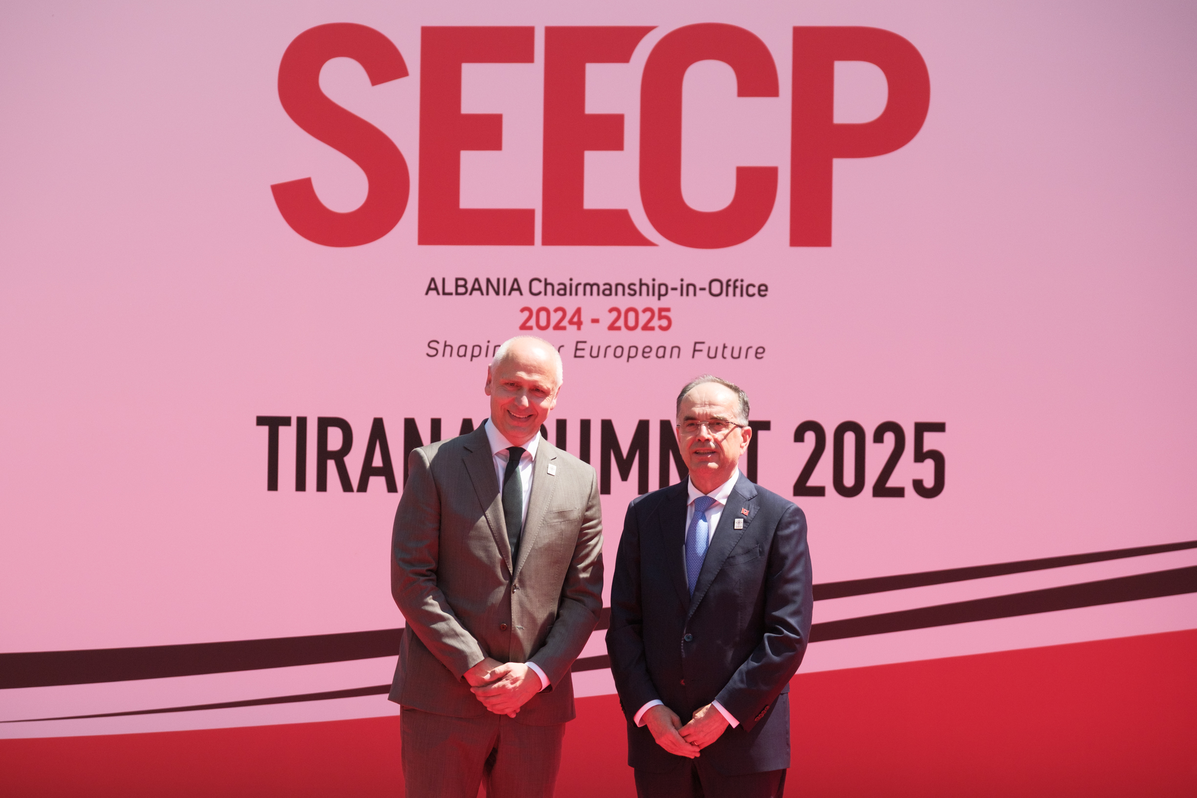 RCC Secretary General Amer Kapetanovic with the President of Albania Bajram Begaj ahead of the SEECP Summit held in Tirana on 16 June 2025 (Photo: Armand Habazaj)