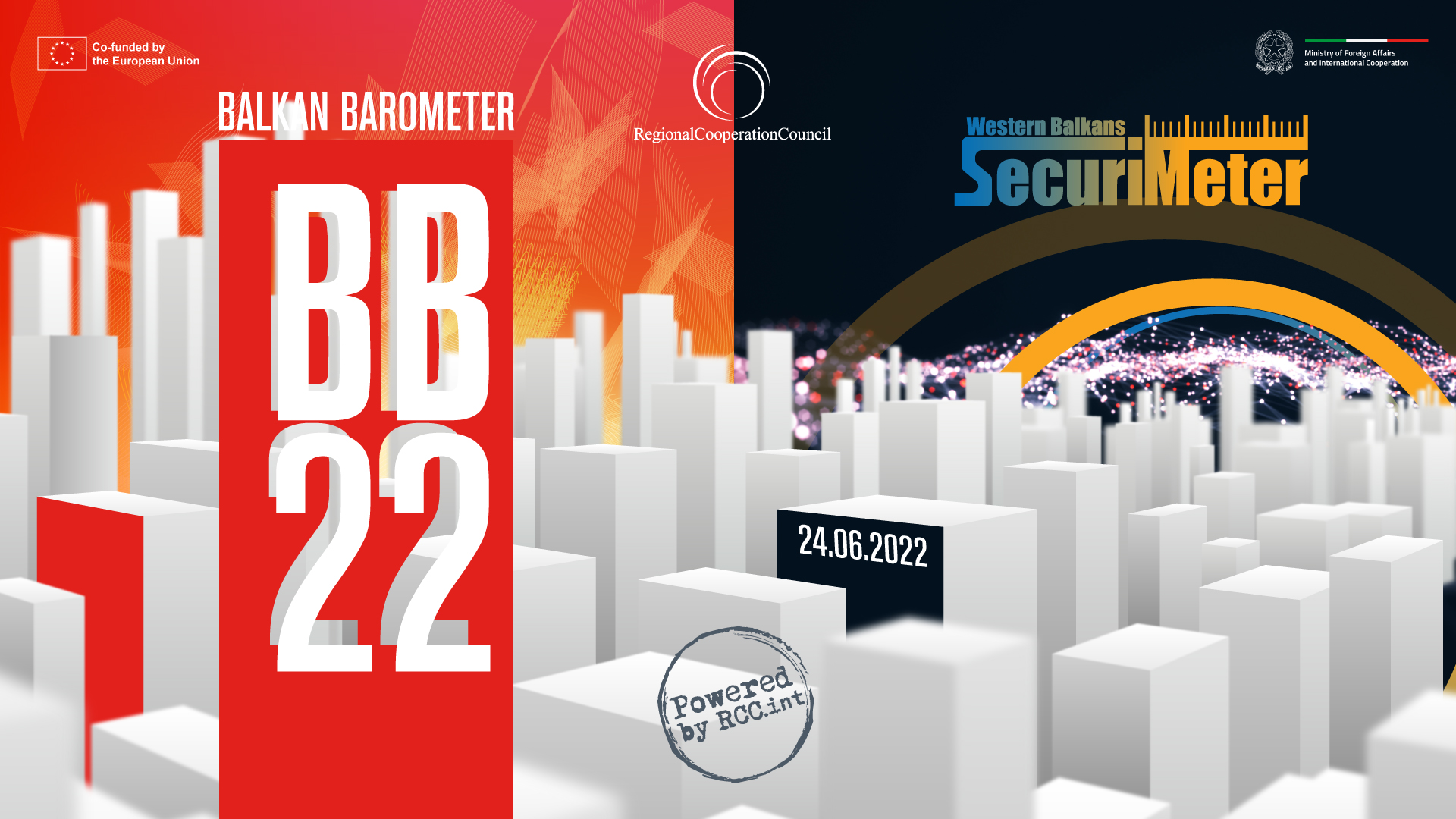 Launch of RCC's 8th edition of Balkan Barometer and second edition of SecuriMeter surveys to take place on 24 June 2022 in Brussels (Design: RCC/Samir Dedic)