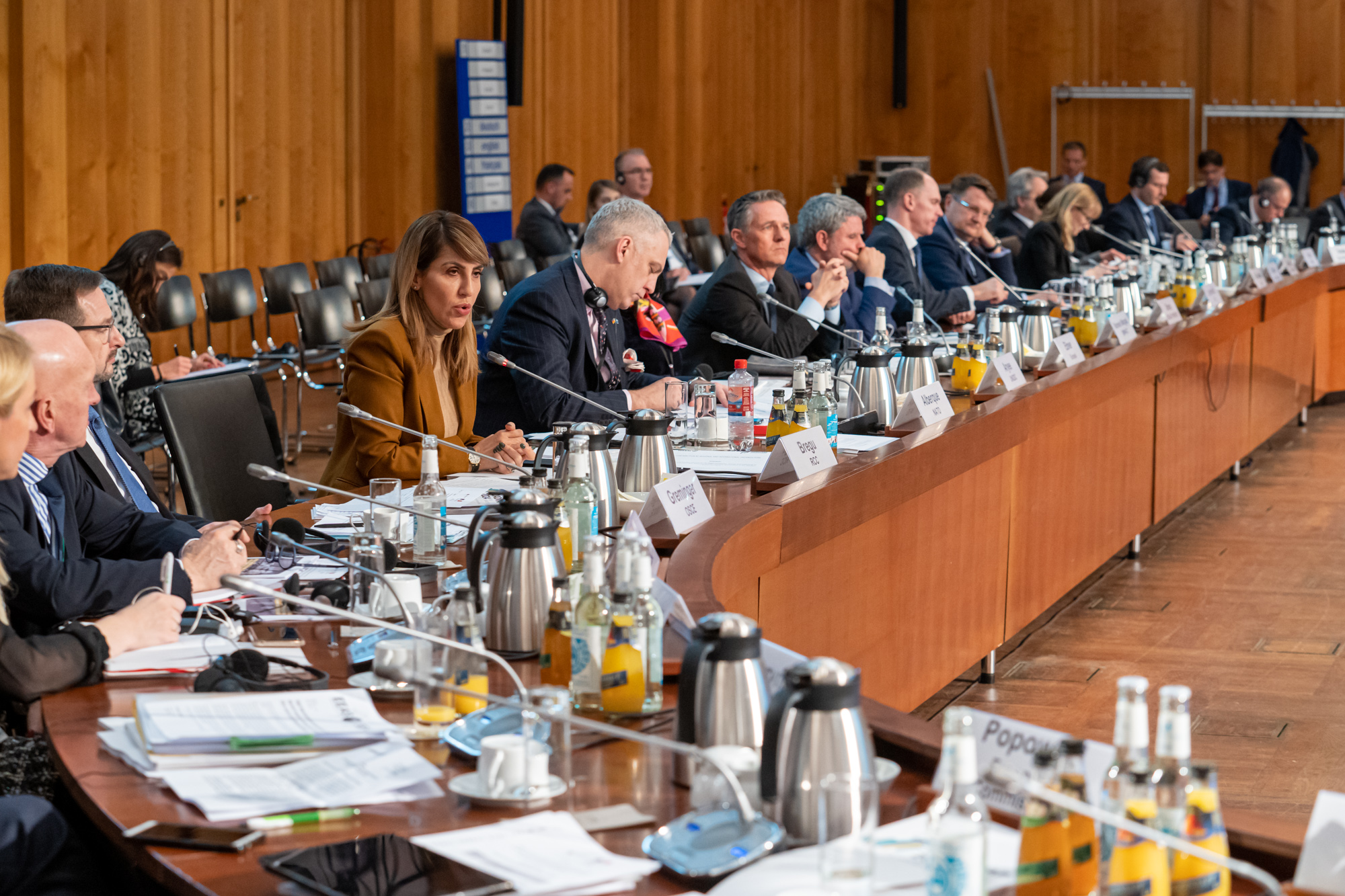 Majlinda Bregu, Secretary General of the Regional Cooperation Council (RCC) speaking at the high-level meeting on the implementation of the Roadmap for comprehensive SALW in the Western Balkans in Berlin on 31 January 2020 (Photo: RCC/David Beercroft)