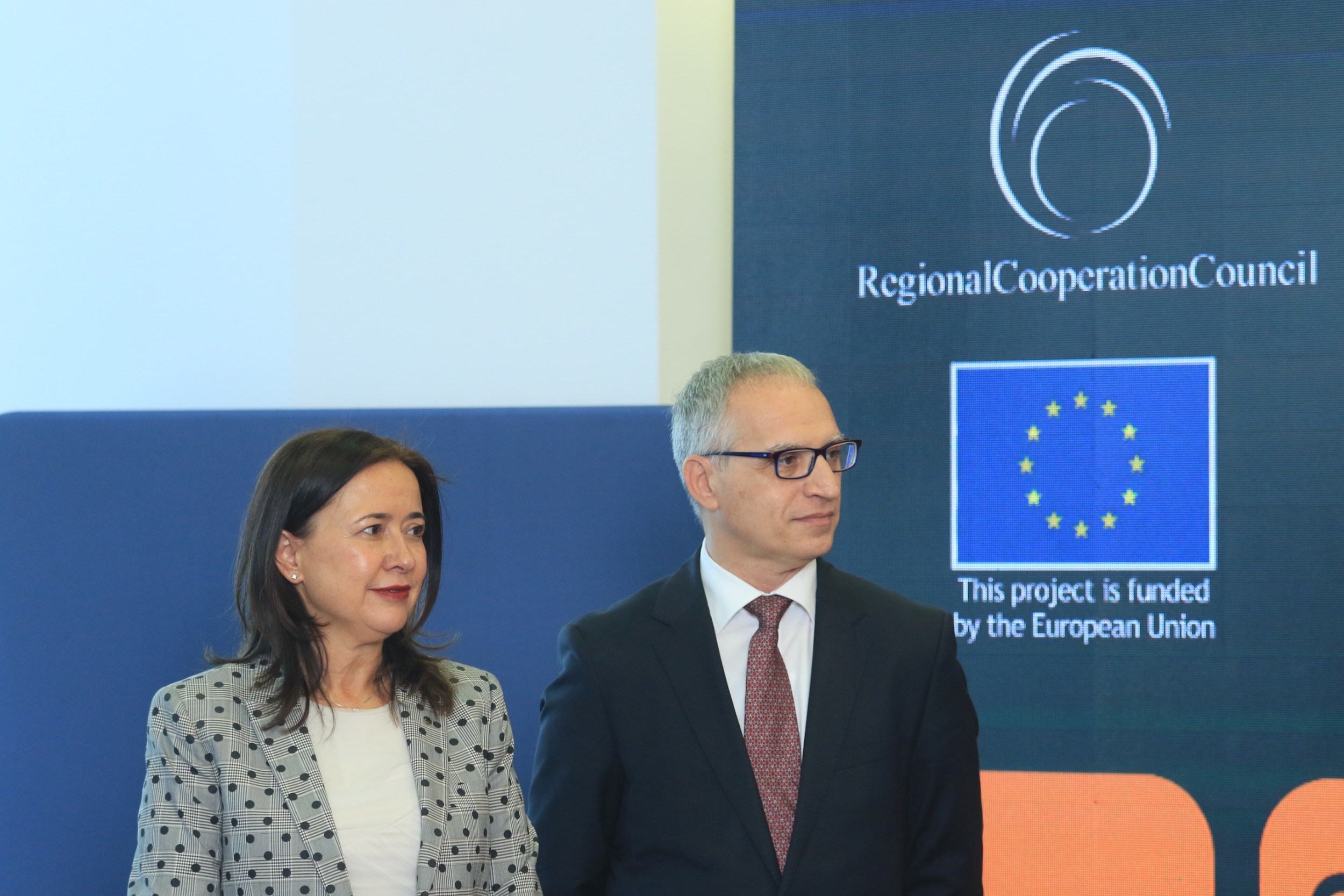 Genoveva Ruiz Calavera, Director for the Western Balkans at the European Commission’s Directorate-General for European Neighbourhood Policy and Enlargement Negotiations and Goran Svilanovic, Secretary General of the Regional Cooperation Council at the First Grant Award Ceremony of the Tourism Development and Promotion Project, in Sarajevo on 9 November 2018 (Photo: RCC/Armin Durgut)