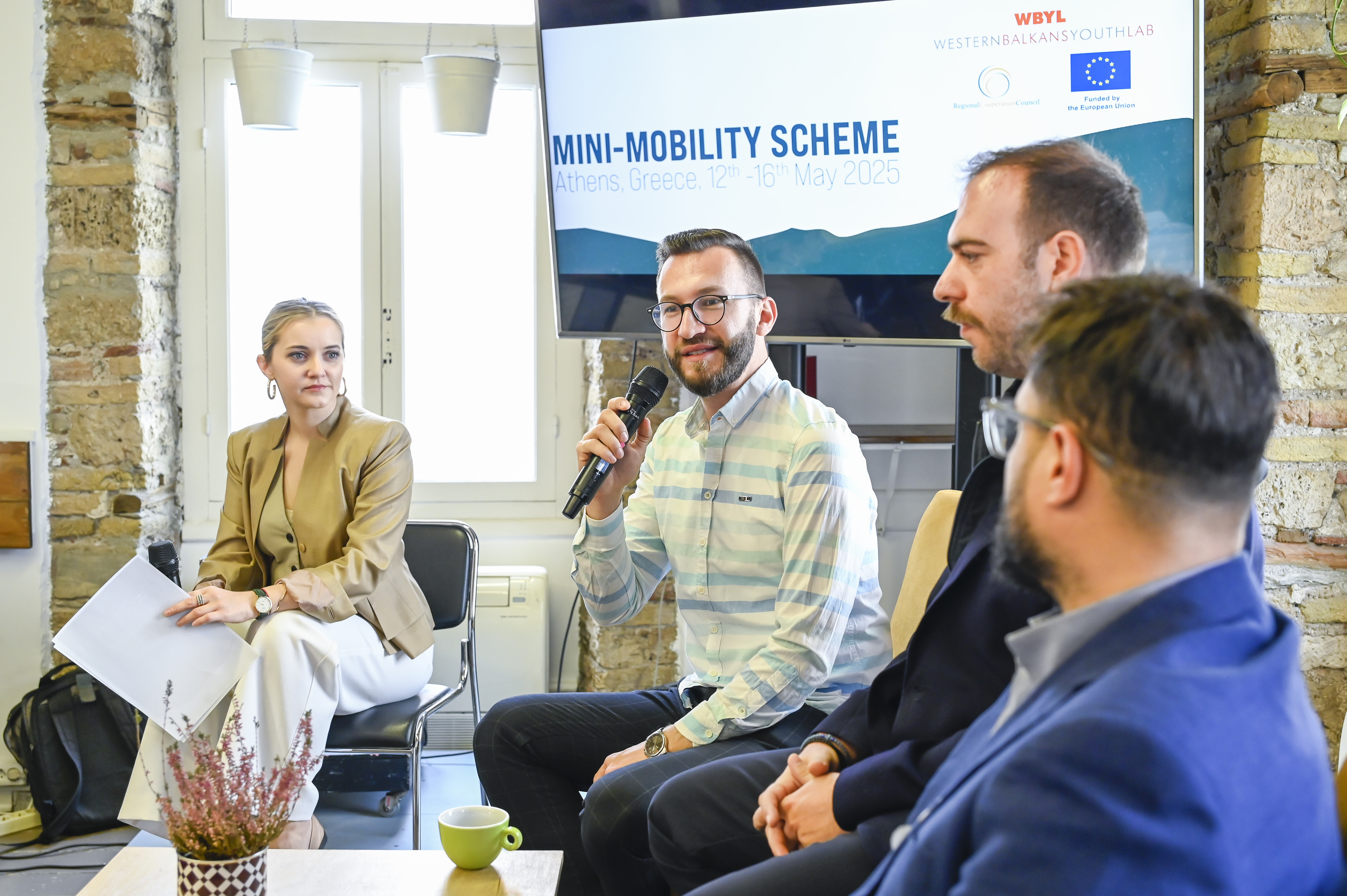 Ognjen Markovic, Team Leder of the RCC's WBYL project speaking at the Mini-Mobility Scheme held in Athens in May 2025 (Photo: Giorgos Petrou)