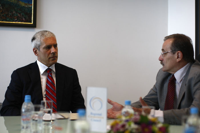 Serbian President Tadic (left) and RCC Secretary General Biscevic meet at the RCC premises in Sarajevo, Bosnia and Herzegovina, on 6 July 2011 (Photo: RCC/Dado Ruvic)