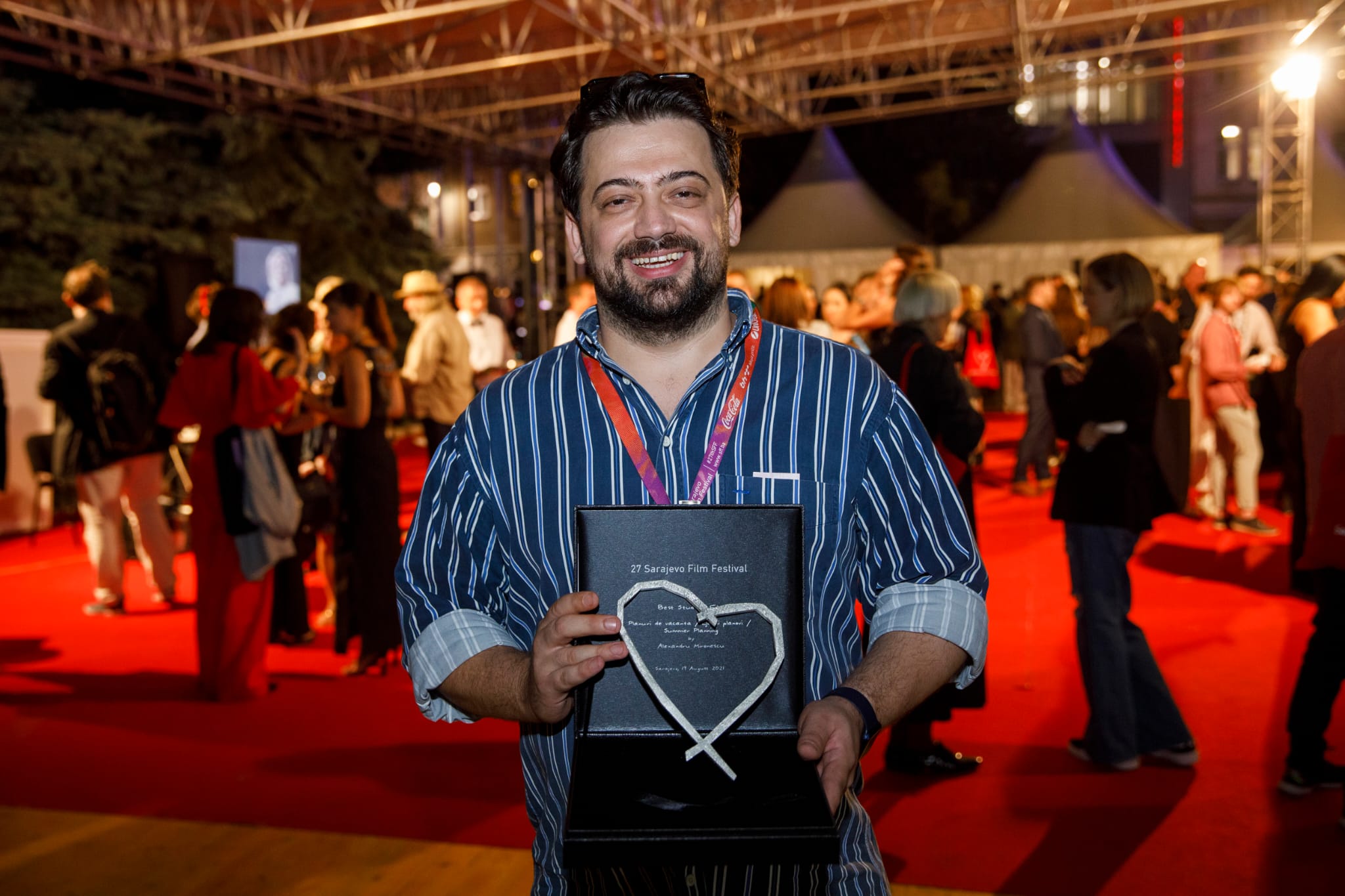 Alexandru Mironescu,young Romanian Director, wins Heart of Sarajevo for the Best Student Film with a movie Summer Planning, at the 27th Sarajevo Film Festival, Sarajevo, 19 August 2021. (Photo: Alma Arslanagic-Pozder) 