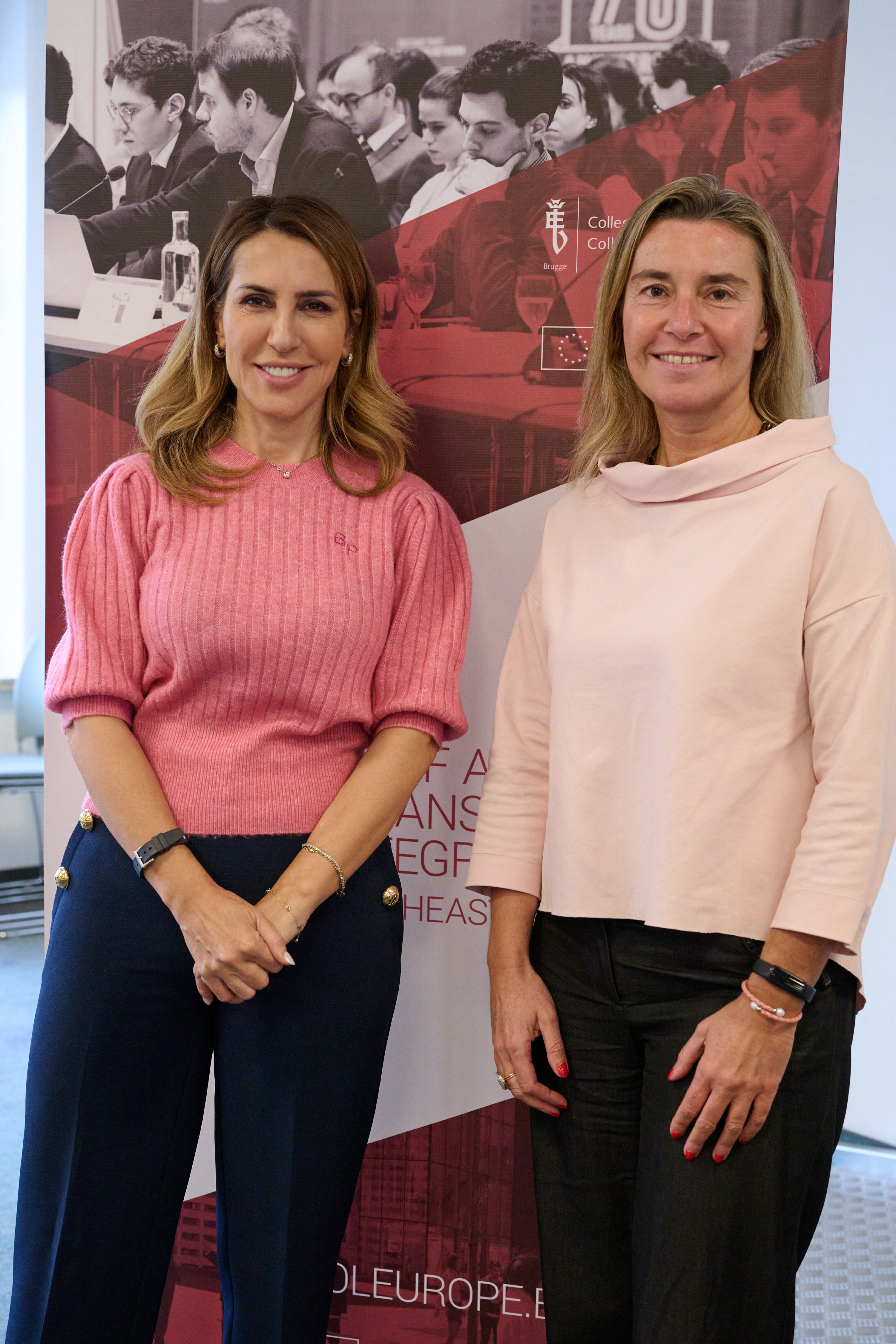 RCC Secretary General Majlinda Bregu with the Rector of College of Europe Federica Mogherini in Bruges on 23 October 2023 (Photo: Jerome Hubert)