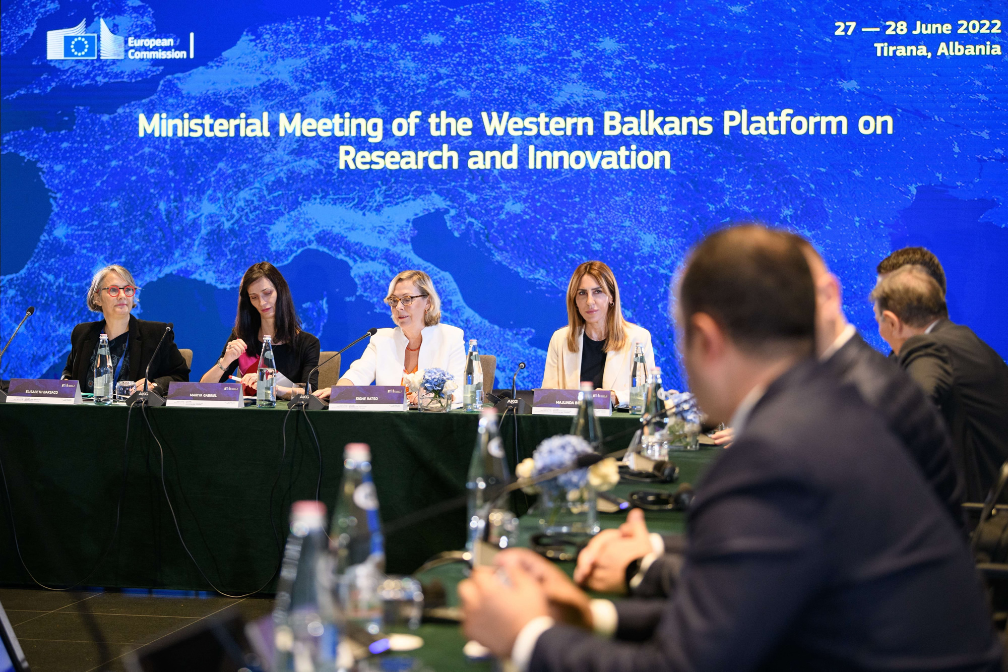 RCC Secretary General Majlinda Bregu at the Ministerial Meeting of the Western Balkans Platform on Research and Innovation, in Tirana on 28 June 2022 (Photo: RCC/Armand Habazaj)