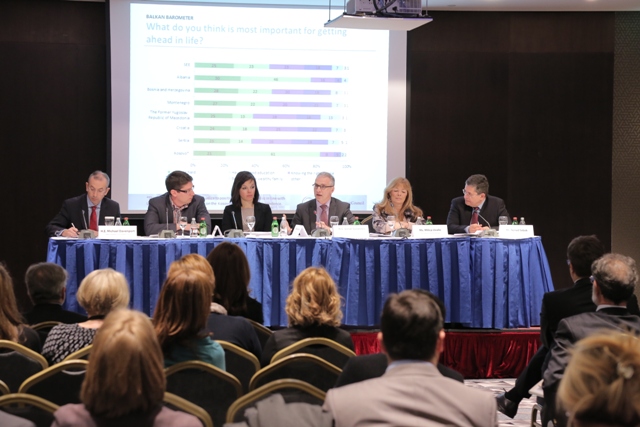Panelists at the meeting devoted to stocktaking and evaluation of the RCC’s SEE 2020 development Strategy implementation, Belgrade, 23 March 2015 (Photo RCC/Miros)