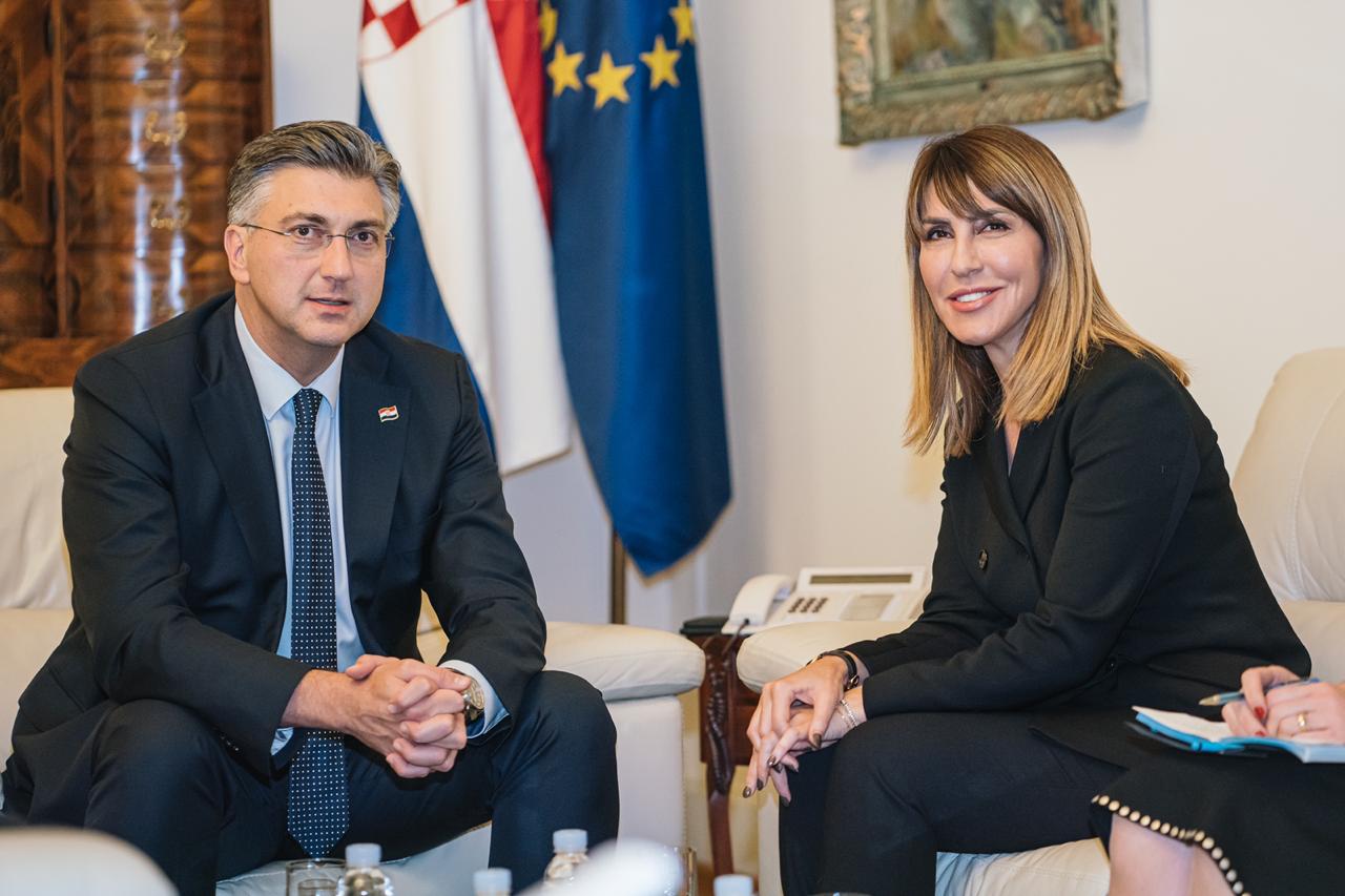 Secretary General of the RCC, Majlinda Bregu met with Croatian Prime Minister, Andrej Plenković in Zagreb, 19 November 2019 (Photo: RCC/Damir Zizic)