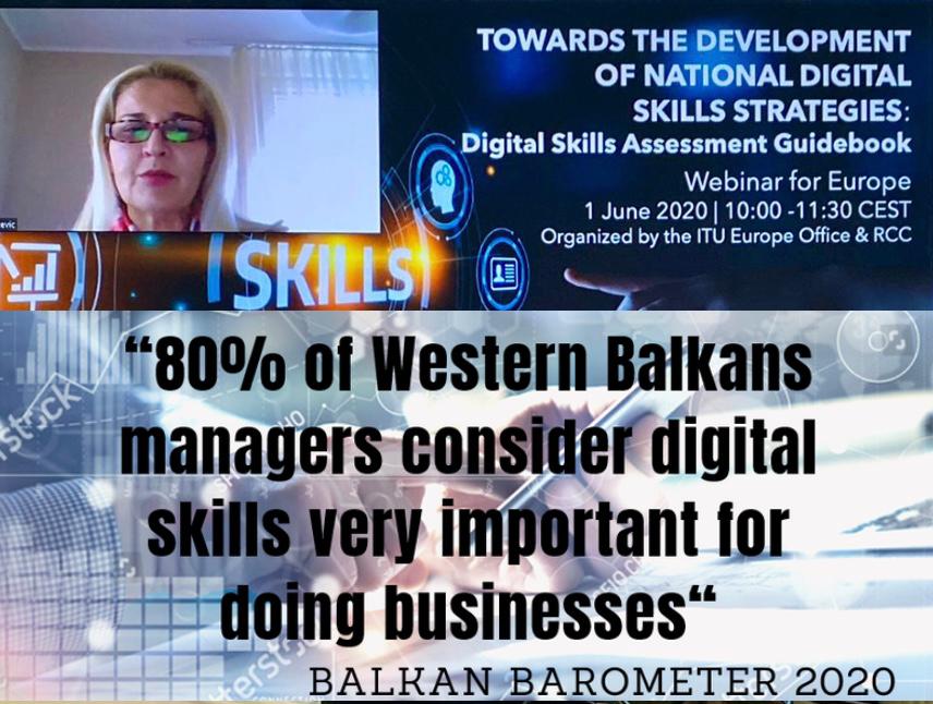 Tanja Miščević, Deputy Secretary General of the Regional Cooperation Council (RCC) at the webinar on Development of National Digital Skills Strategies, co-organized by RCC and International Telecommunication Union (ITU)