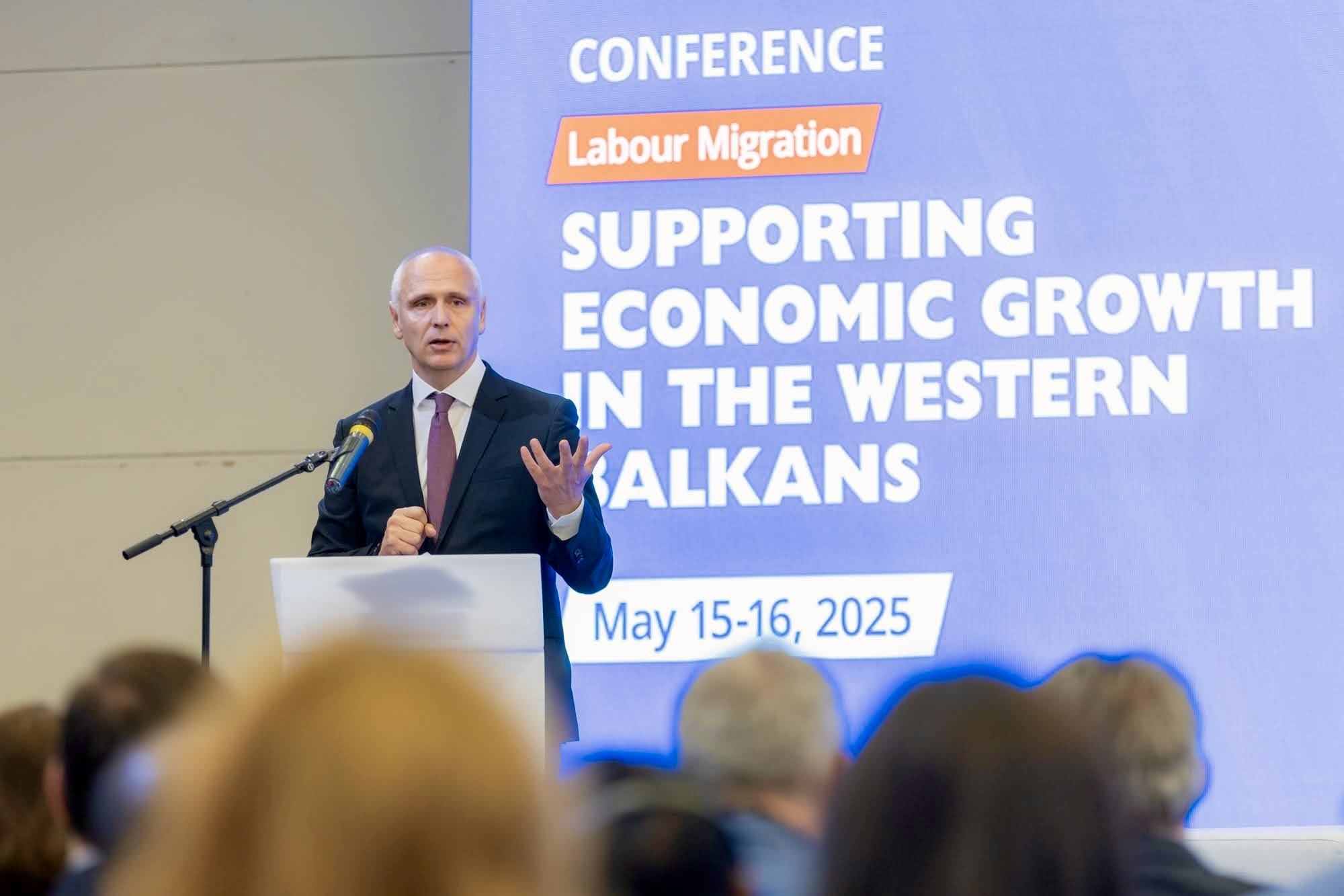 RCC Secretary General Amer Kapetanovic opened High-Level Conference on labour migrations in the Western Balkans takes place in Budva on 15 May 2025 (Photo: RCC/Danilo Papic)