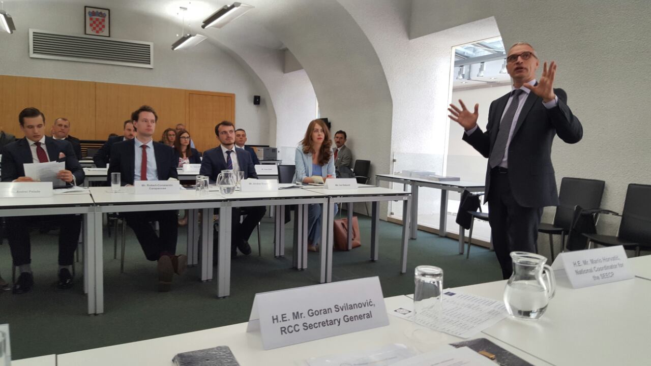 RCC Secretary General, Goran Svilanovic having presentation at 1st SEECP Seminar for Junior Diplomats in Zagreb, 12 June 2107. (Photo: RCC/Natasa Mitrovic)