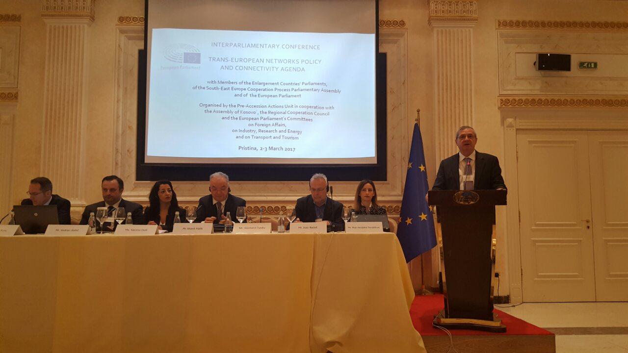 Deputy RCC Secretary General, Gazmend Turdiu, takes part at the inter-parliamentary conference on trans-European networks and connectivity agenda, on 3 March 2017 in Pristina. (Photo: RCC/Natasa Mitrovic)