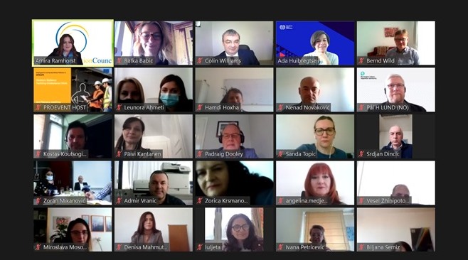 Participants of 3rd Plenary meeting of the Western Balkan Network Tackling Undeclared Work held via zoom platform under the RCC-implemented and EU-funded ESAP 2 project, 16 April 2021 (Photo: RCC/ESAP2) 