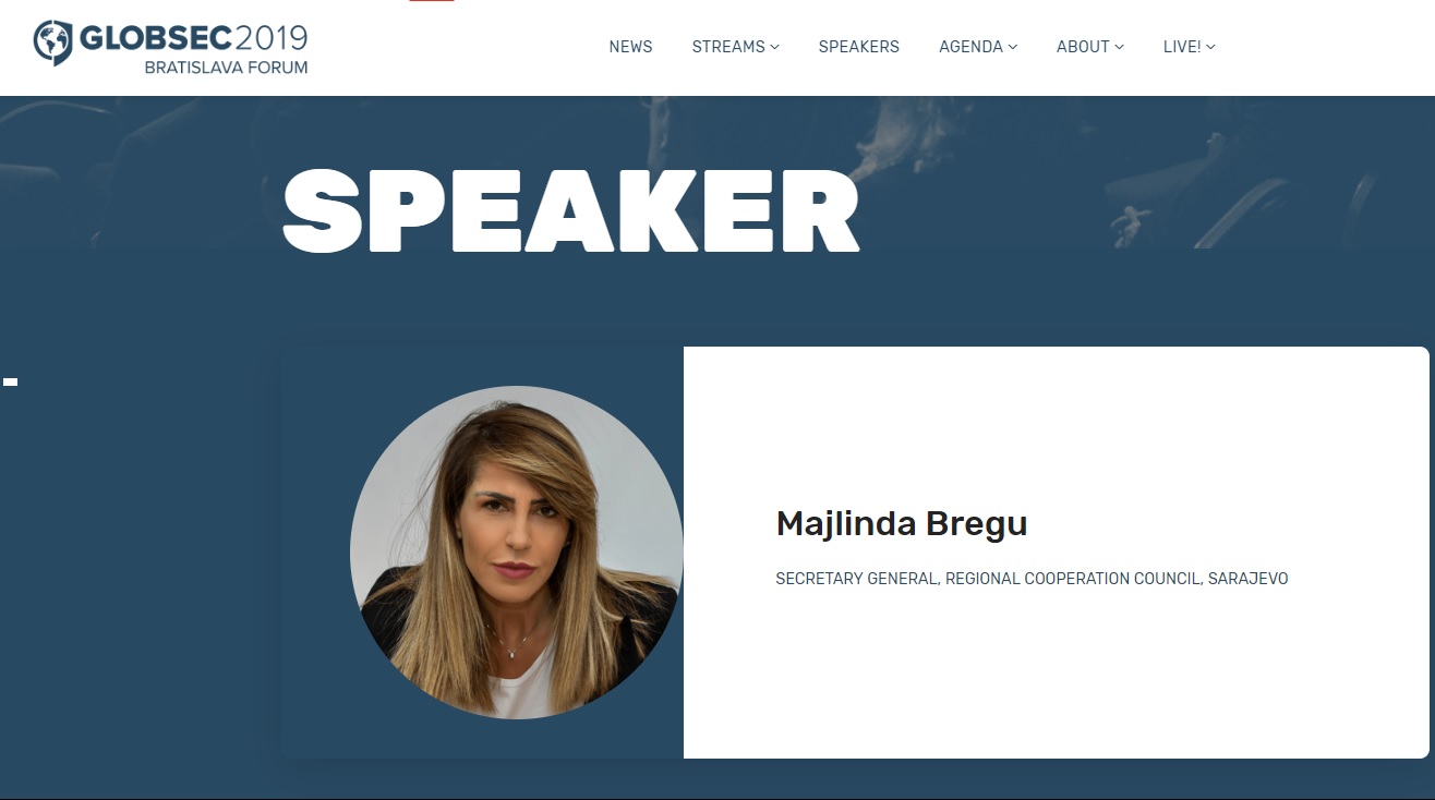 Full speech by the RCC Secretary General Majlinda Bregu at the GLOBSEC 2019 Forum 