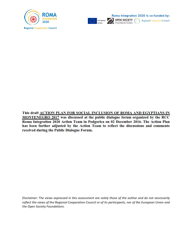 Action Plan for Social Inclusion of Roma and Egyptians in Montenegro 2017 [DRAFT]