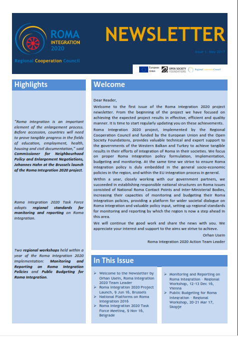 Roma Integration 2020 Newsletter No. 1