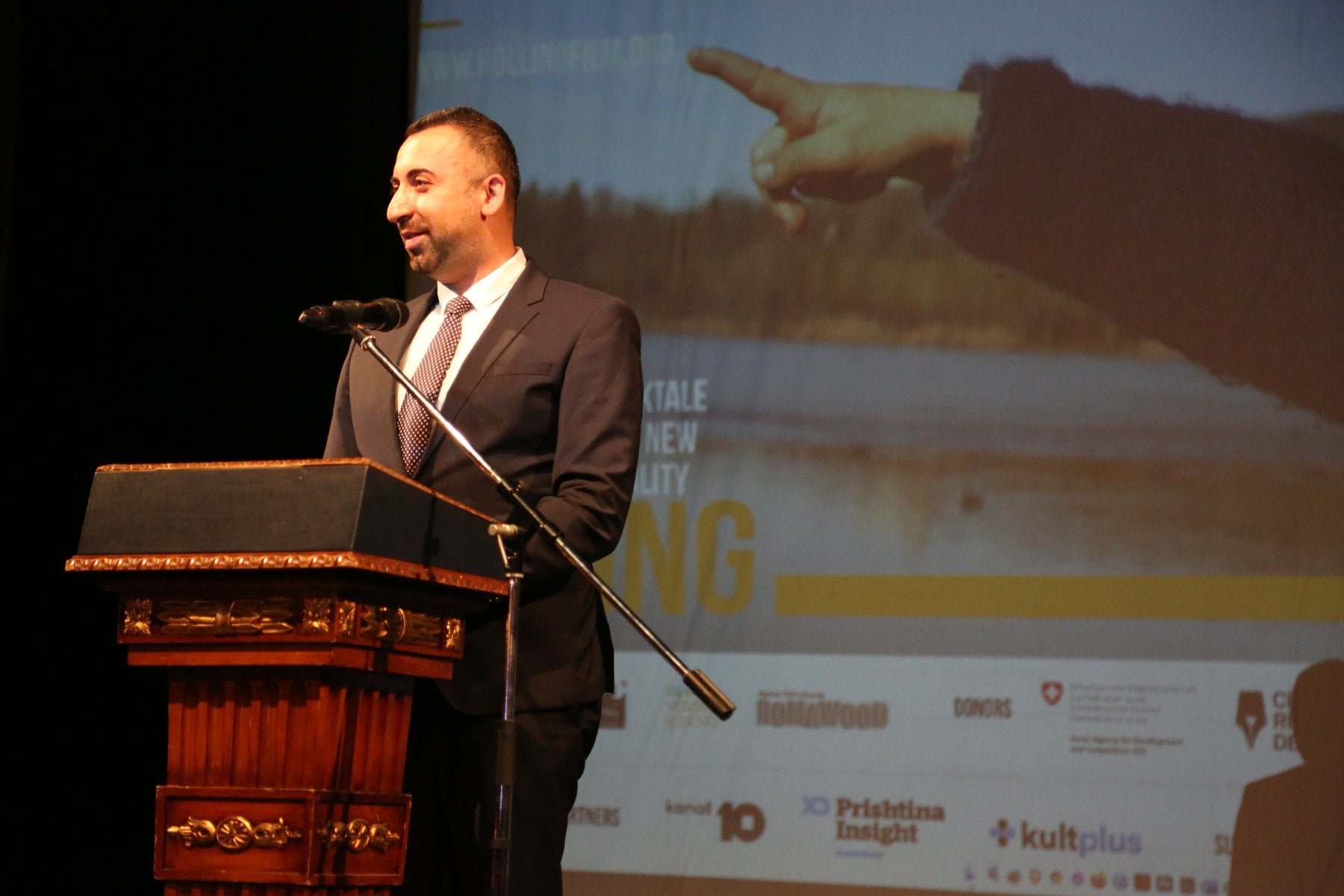Orhan Usein, Head of Office of RCC's Roma Integration Project addressing at the Rolling Film Festival (photo: Rolling Film Festival)