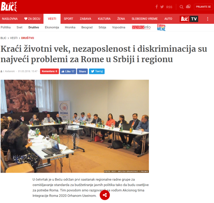 Printscreen: Interview with RI2020 Action Team Leader Orhan Usein in Serbian news portal Blic