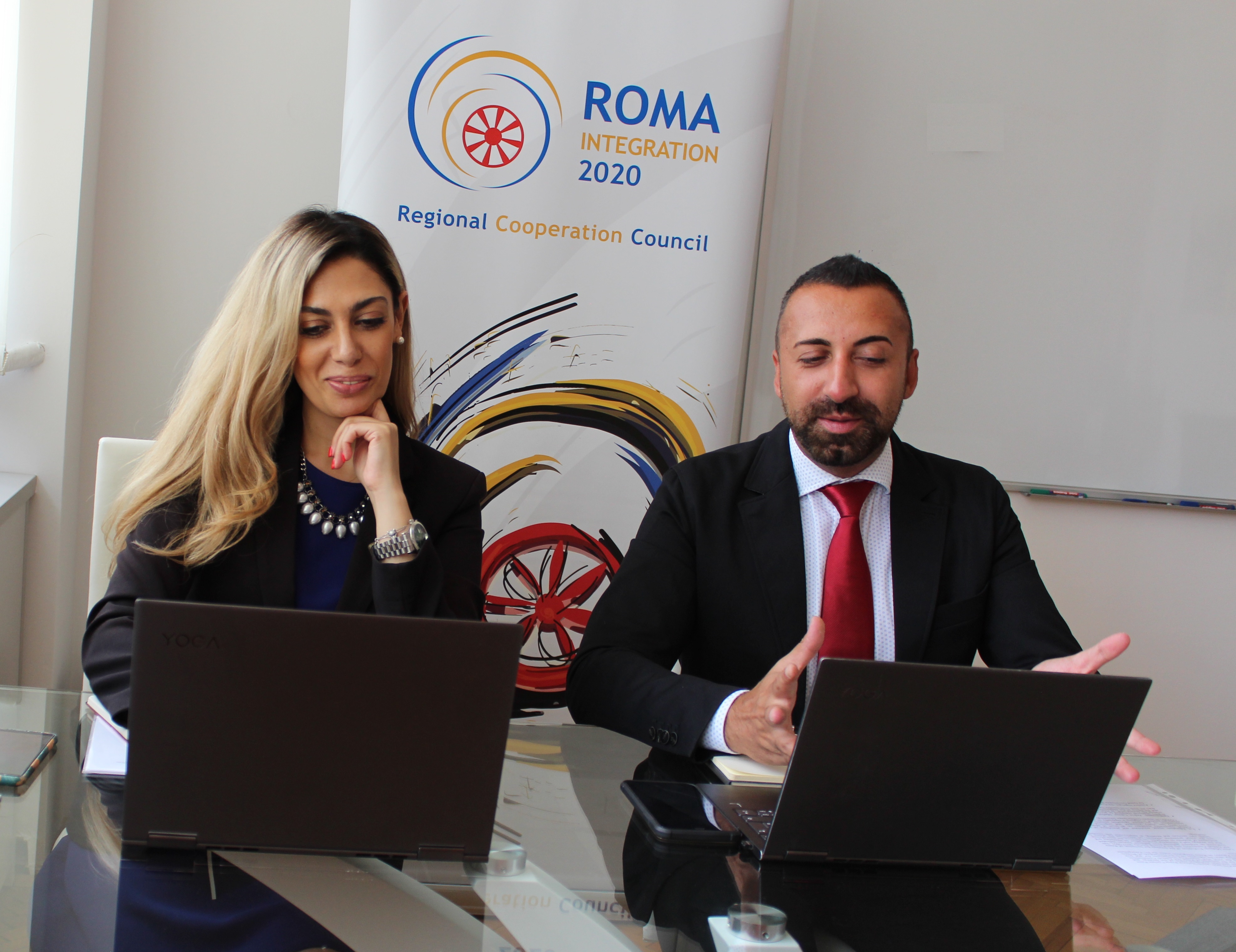 Mr Orhan Usein, Head of Office, and Ms Mimoza Gavrani, Policy Expert