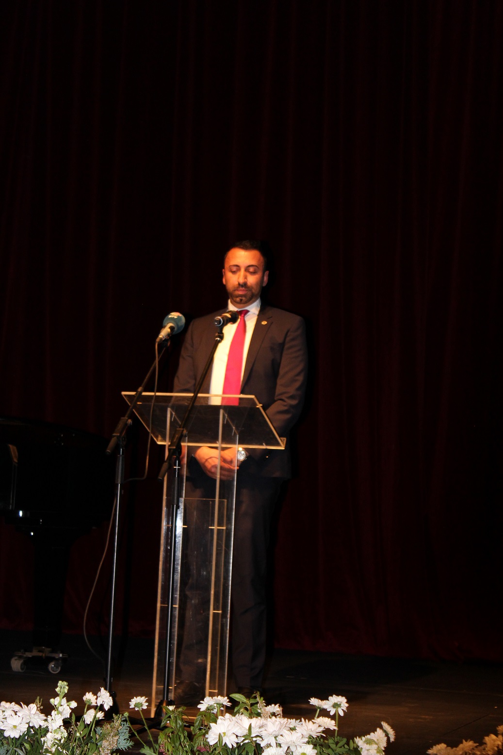 Orhan Usein, Head of Office of RCC's Roma Integration Project addressing the ceremonial academy held on 8 April 2021 at the National Theatre in Belgrade on the occasion of International Roma Day (Photo: RCC/Danilo Vukmirovic)