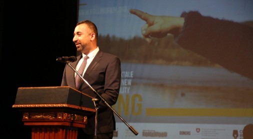 Orhan Usein, Head of Office of RCC's Roma Integration Project addressing at the Rolling Film Festival (photo: Rolling Film Festival)