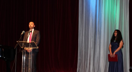 Orhan Usein, Head of Office of RCC's Roma Integration Project addressing the ceremonial academy held on 8 April 2021 at the National Theatre in Belgrade on the occasion of International Roma Day (Photo: RCC/Danilo Vukmirovic)
