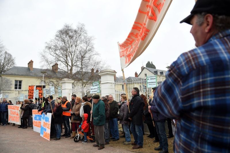  Demonstrators gather outside a deradicalization center in Pontourny, France, the country's first Center for Prevention, Integration, and Citizenship on February 11, 2017 during a protest demanding its closure. (Guillaume Souvant/AFP/Getty Images) 