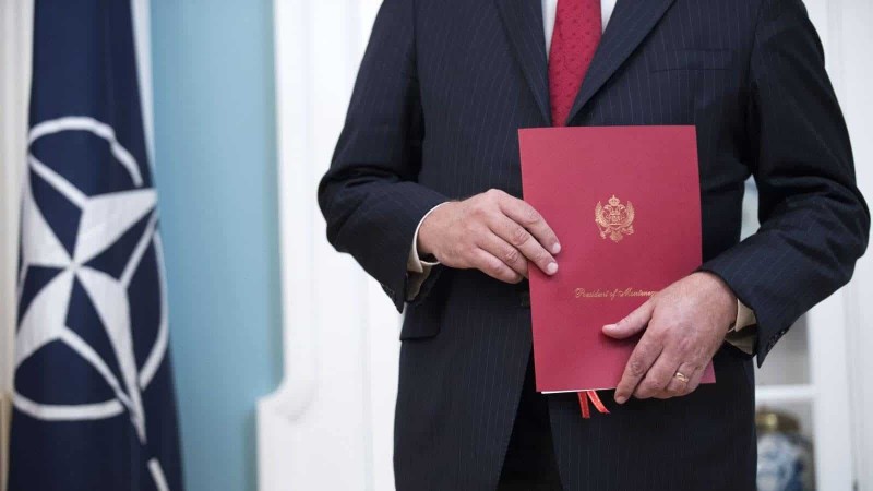 Photo: US Under Secretary of State Thomas Shannon holds Montenegro's instrument of accession during an accession ceremony for Montenegro into the NATO alliance at the State Department in Washington, DC, USA. Credit: EPA/SHAWN THEW