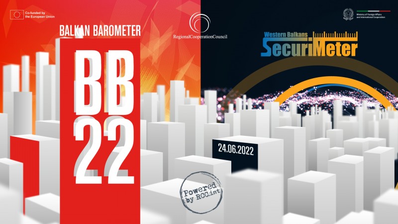  Launch of RCC's 8th edition of Balkan Barometer and second edition of SecuriMeter surveys to take place on 24 June 2022 in Brussels (Design: RCC/Samir Dedic) 