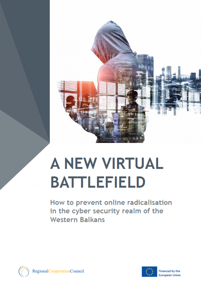 Photo: Cover page of RCC Study: A NEW VIRTUAL BATTLEFIELD How to prevent online radicalisation in the cyber security realm of the Western Balkans (2018). Download link: https://goo.gl/wZEwAL