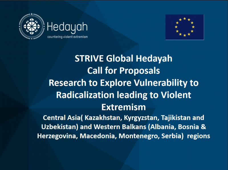 Calls for Proposals - Research to Explore Vulnerability to Radicalization leading to Violent Extremism in Central Asia and Western Balkans regions (Hedayah)