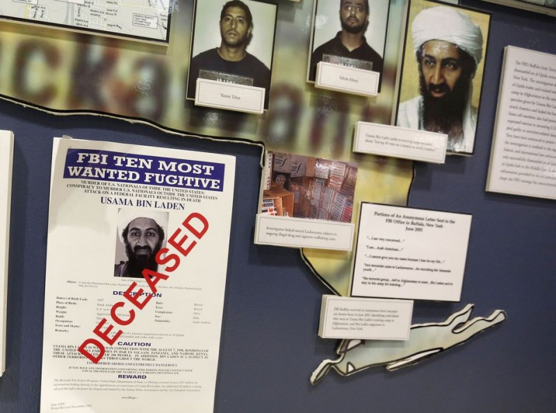 Photo: Reuters - The FBI's Ten Most Wanted Fugitive poster for Osama Bin Laden with the word 