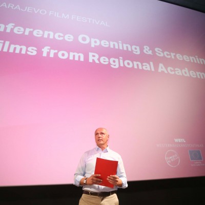 RCC Secretary General Amer Kapetanovic speaking at the Second Regional Conference on Youth Cultural Cooperation, organized by RCC's WBYL in cooperation with SFF, in Sarajevo on 15 August 2026 (Photo: Jasmin Sakovic) 