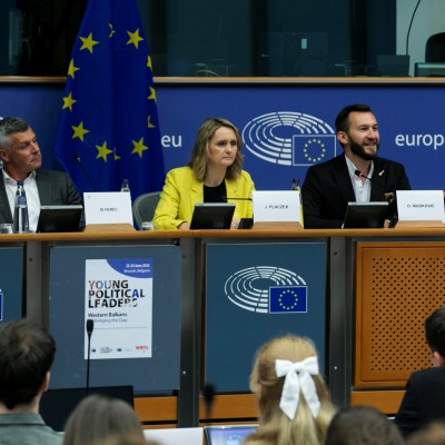 Ognjen Marković, RCC's WBYL 2 Team Leader (third on the left), gave concluding remarks at the 5th Bridging the Gap on youth political participation which took place in Brussels on 23-24 June 2026 (Photo: Laure Geerts)