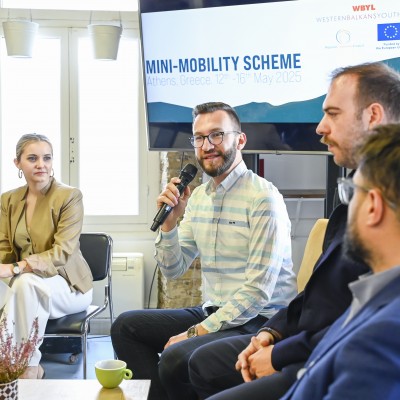 Ognjen Markovic, Team Leder of the RCC's WBYL project speaking at the Mini-Mobility Scheme held in Athens in May 2025 (Photo: Giorgos Petrou)