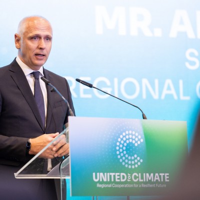 Secretary General of the Regional Cooperation Council (RCC) Amer Kapetanović opening the United for Climate: Regional Cooperation for a Resilient Future conference in Tirana on 5 May 2026 (Photo: RCC/Henri Koci)