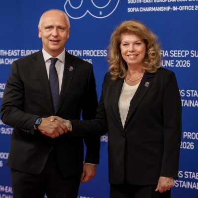 RCC Secretary General Amer Kapetanovic with the President of Bulgaria Iliana Iotova at the SEECP Leader's Summit held in Sofia on 10 June 2026 (Photo: RCC/Stefan Vasilev)