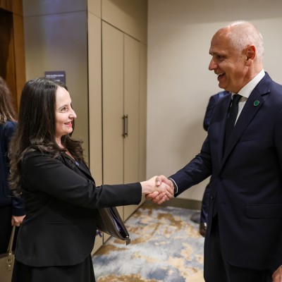 RCC Secretary General Amer Kapetanovic met with Minister of State and Chief Negotiator of Albania, Majlinda Dhuka on the sidelines of the Growth Plan Summit held in Skopje on 1 July 2025 (Photo: RCC/Ognen Acevski)