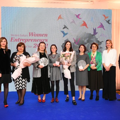 Western Balkans Women Entrepreneurs of the Year 2022 with RCC's Pranvera Kastrati Acting Head of Programme Department at the recognition ceremony, inTirana on 9 March 2023 (Photo: RCC/Armand Habazaj)