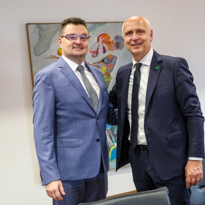 RCC Secretary General Amer Kapetanovic held a bilateral meeting with Deputy Minister of Finance of North Macedonia, Nikolche Jankulovski on the sidelines of the Growth Plan Summit held in Skopje on 1 July 2025 (Photo: RCC/Ogen Acevski)