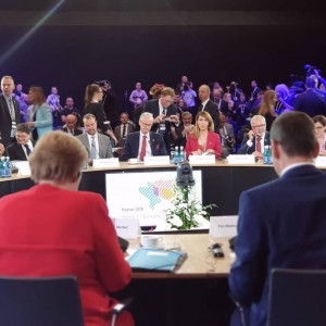 RCC Secretary General, Majlinda Bregu addressing the Western Balkans Leaders’ Summit in Poznan, Poland, 5 July 2019 (Photo: RCC/Erik Witsoe) 