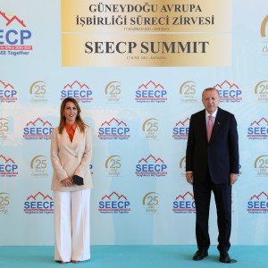 RCC Secretary General Majlinda Bregu with Recep Tayyip Erdogan, President of Turkey at the SEECP Summit held in Antalya on 17 June 2021 (Photo: RCC/Murat Yilmiz)