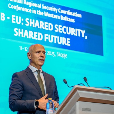RCC Secretary General Amer Kapetanović opening the 10th Annual Regional Security Coordination Conference in Skopje on 11 November 2025 (Photo: RCC/Ognen Acevski)