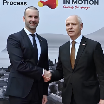  Prime Minister of Montenegro Milojko Spajic and RCC Secretary General Amer Kapetanovic ahead of the Berlin Process Leaders' Summit on 22 October 2026 in Budva (Photo: Courtesy of Government of Montenegro)