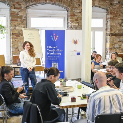 Advocacy training, led by youth trainer Dr. Mary Drosopoulos, tailored to enhance participants' capacities to influence youth policy (Photo: RCC/Giorgos Petrou)